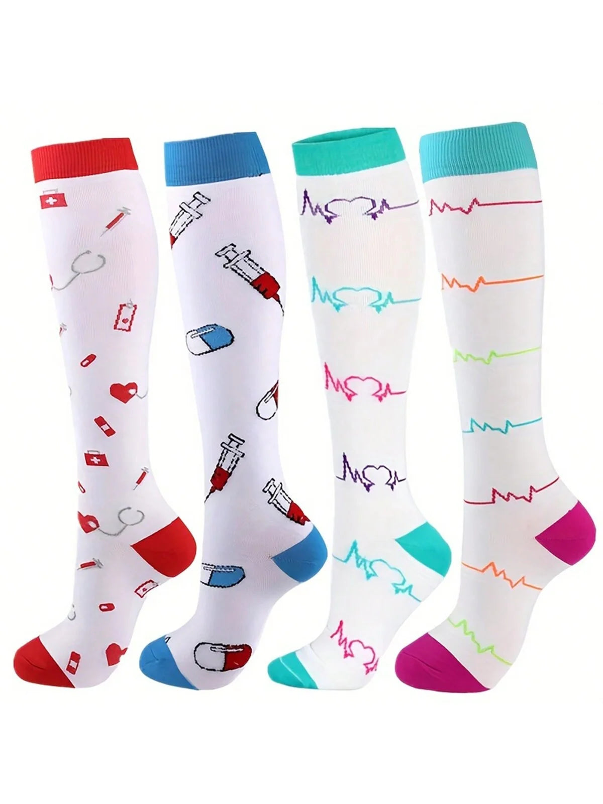Lot de 4 paires de bas de compression style médical